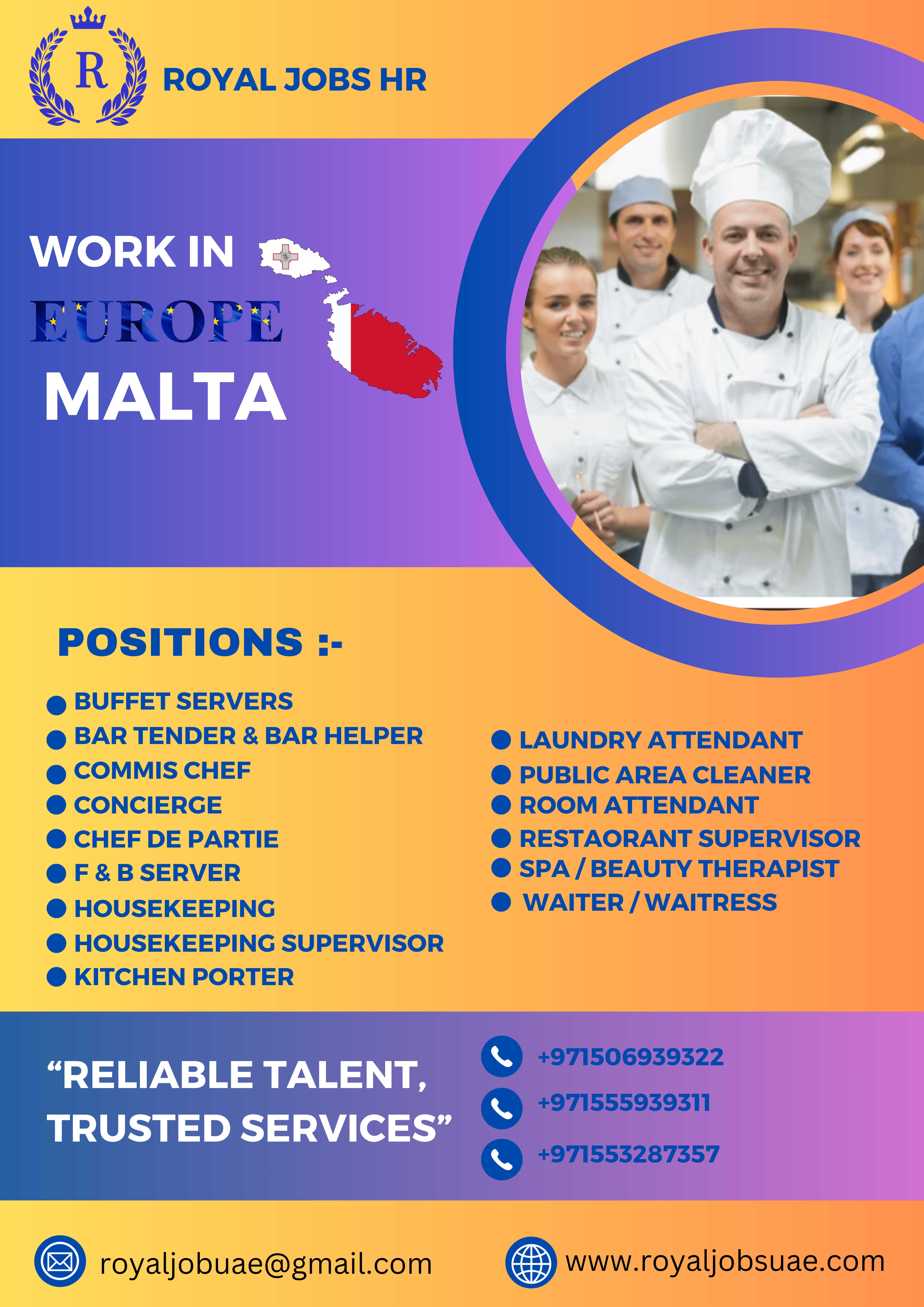 Various Jobs in Malta